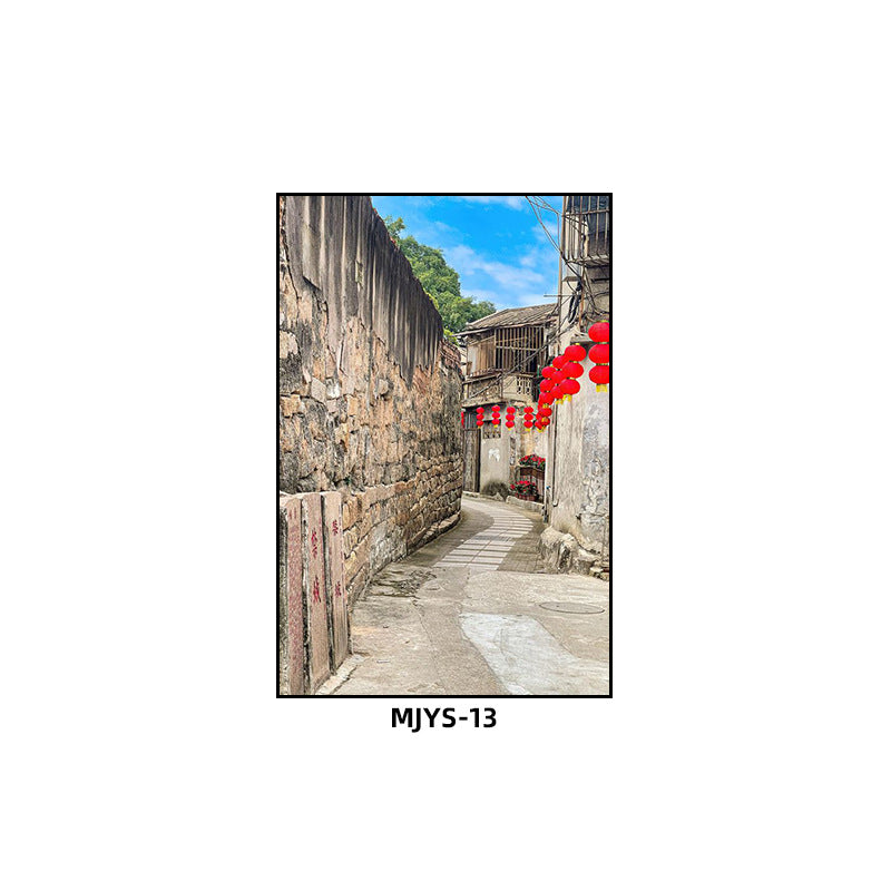 Jieyang ancient city architectural landscape hanging painting hotel box wall decoration painting hot pot restaurant restaurant characteristic cultural tourism mural