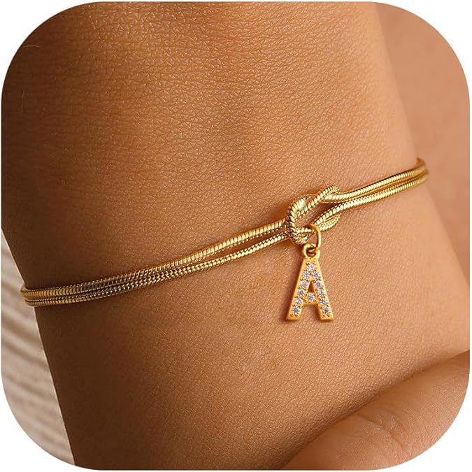 Amazon's new zircon 26 letter bracelet fashion concentric knot round snake bone bracelet couple friendship bracelet