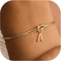 Amazon's new zircon 26 letter bracelet fashion concentric knot round snake bone bracelet couple friendship bracelet