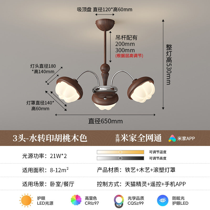 Medieval style walnut pattern retro flower living room chandelier French cream high-end bedroom dining room lighting new