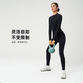 European and american nude feel zipper long sleeve yoga bodysuit high elasticity breathable fitness activewear one-piece tight dlt004