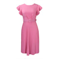 D270 with belt  summer independent station foreign trade ruffle sleeve round neck waist pleated cross-border fashion dress