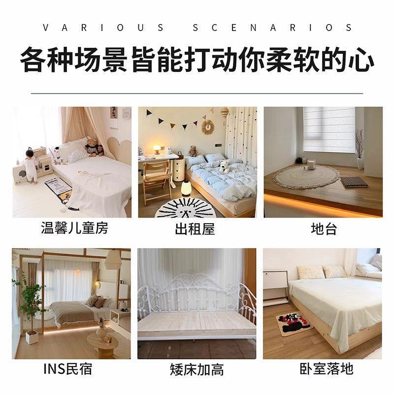 All solid wood tatami simple rental room casual modern single and double bed b&b hotel floor-standing bedside bed frame