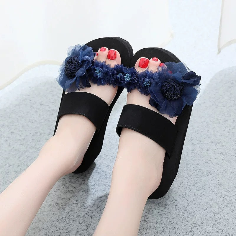 2025 beach vacation sweet thong sandals - summer travel non-slip high heel outdoor beach slippers for women