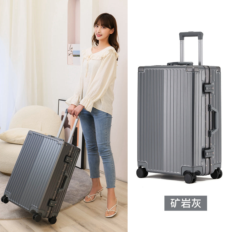 New high-value suitcase female trolley case aluminum frame universal wheel suitcase male student password case 24 leather cases