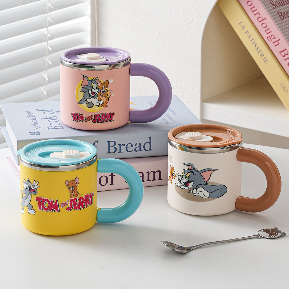 304 stainless steel mug, kids' cartoon cup, family matching water cup set (family of three), children's rice bowl and soup bowl