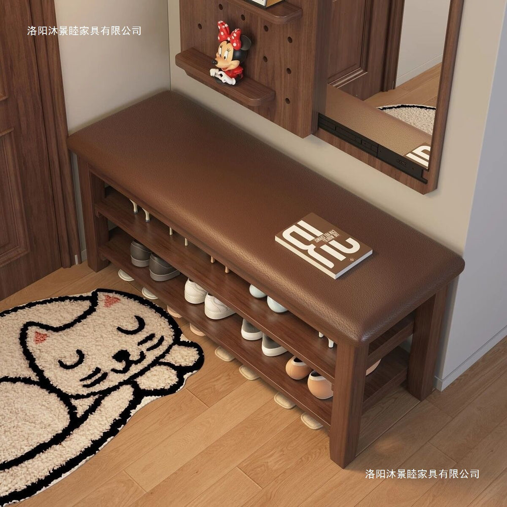Solid wood leg shoe changing stool for home door can sit storage scandinaviancasual shoe stool small apartment entrance stool