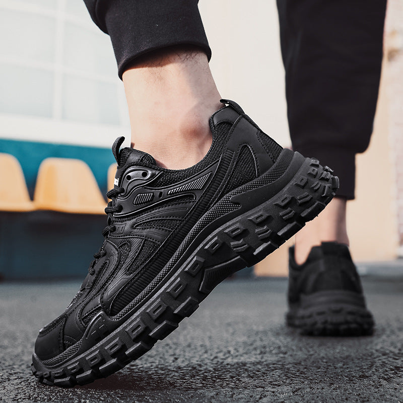 Spring men's shoes 2025 new black athletic casual work shoes - waterproof, slip-resistant, wear-resistant, durable, and trendy work safety shoes