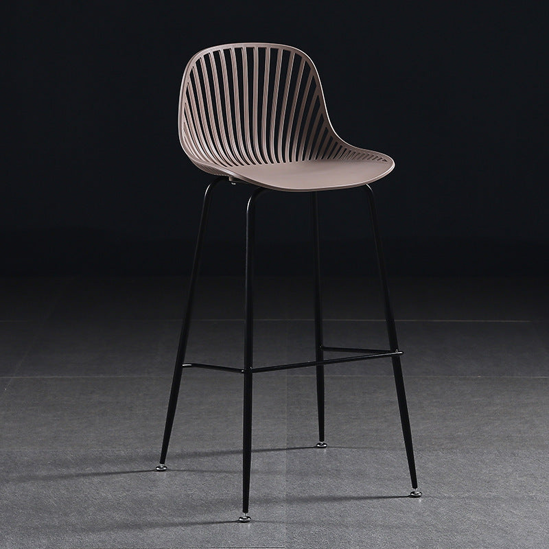 Scandinavian bar chair high stool modern casual plastic bar chair for homepopular back bar stool iron dining chair