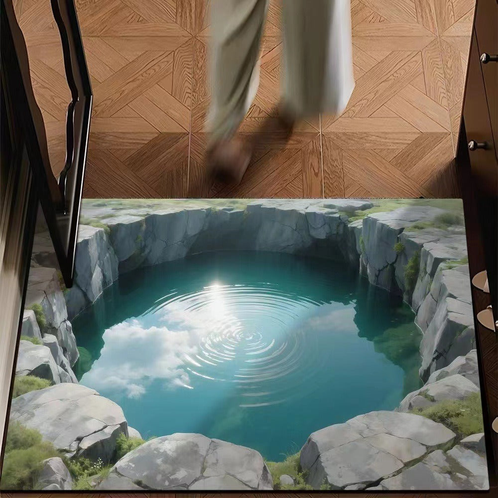 visual trap floor mat flannelfor home bathroom toilet absorbent non-slip mat entrance door mat