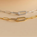 European and american cross-border accessible luxury paper clip-shaped bracelet stainless steel simple copper inlaid zircon infinite symbol bracelet for women wholesale