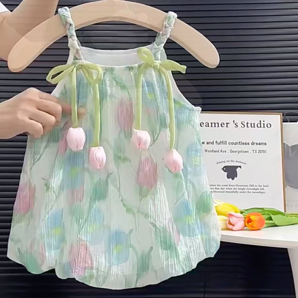 Girl summer clothes fresh sling outing jumpsuit summernew arrivalk-stylefashionable baby girl summer sling romper