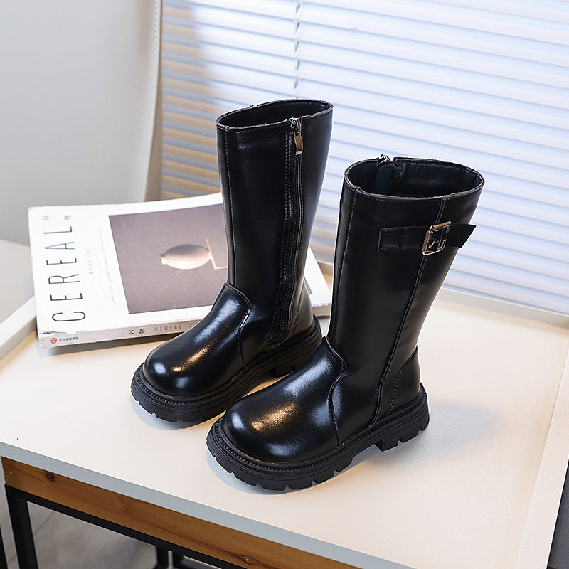 Girls' fashion high boots - new autumn/winter  korean style children's british-inspired martin boots - double-layer cotton fashion boots