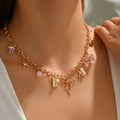 Wholesale bowknot necklaces, cross-border new floral heart pendants, women's niche high-end ceramic bead bracelet accessories