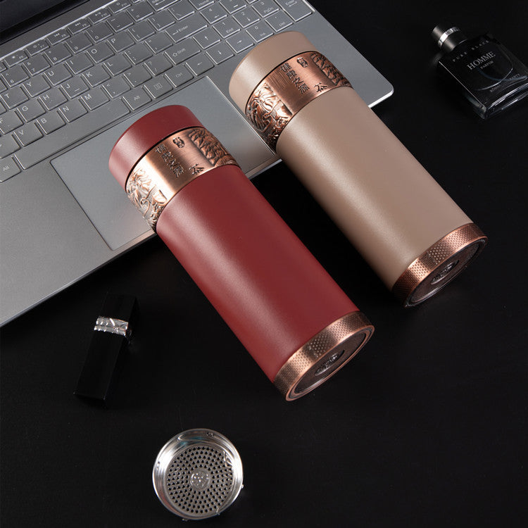 Double-layer vacuum intelligent business purple sand cup ceramic thermos cup office car gift water cup engraved logo