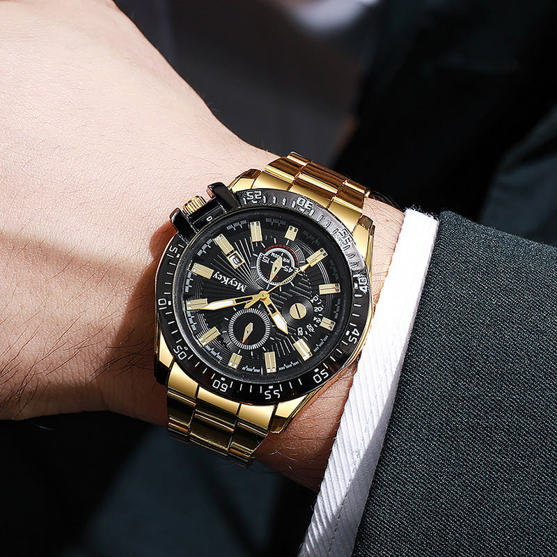 Wholesale and dropshipping: trendy new arrival - hot-selling, stylish men's watch with three-eyed calendar design. direct from the manufacturer