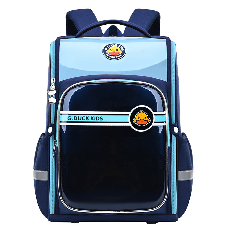 Authentic little yellow duck backpack - elementary school backpack for boys and girls - all-in-one large capacity backpack with storage, designed to reduce burden