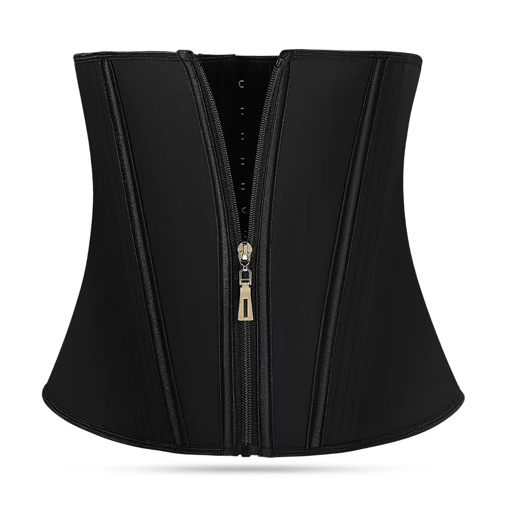 Shapewear waist trainer - hourglass shaping corset with latex, zipper, and buckle closure - women's sports waist belt for tummy control and body sculpting