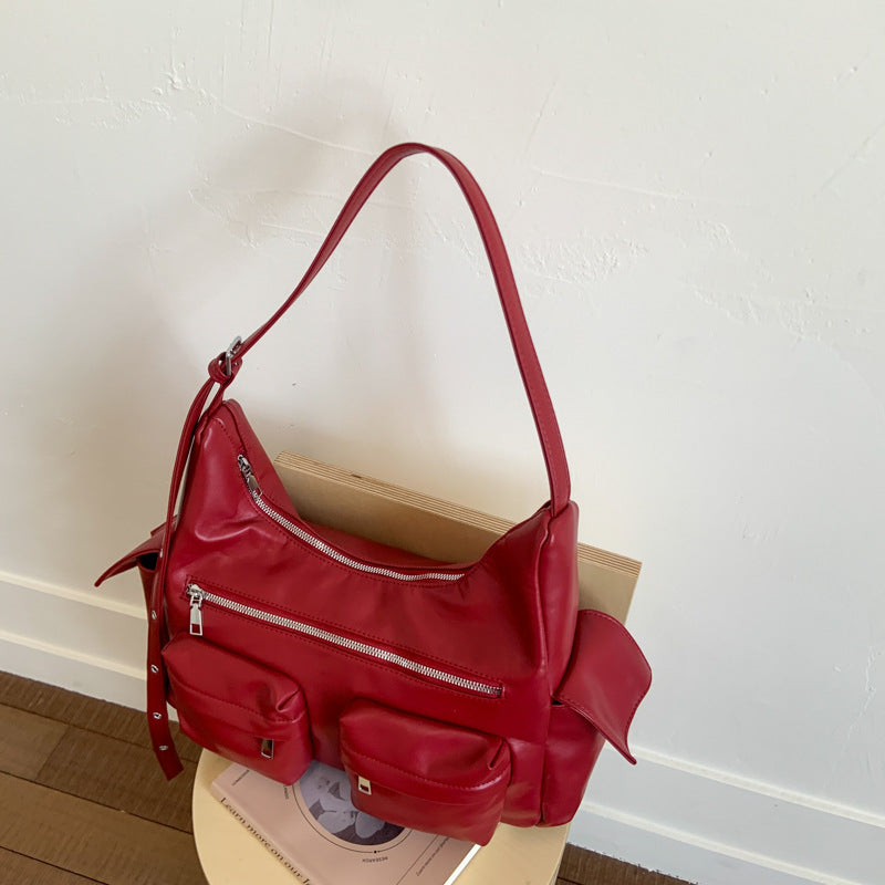 Cross-border 2025 new sweet and cool Spice Girls locomotive bag retro fashion textured shoulder bag commuting large capacity tote bag