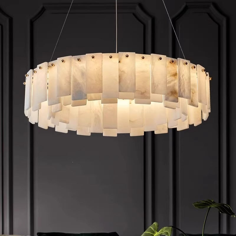 All-copper spanish marble living room chandelier - high-end, light luxury, villa, postmodern minimalist style for study, bedroom, and dining room