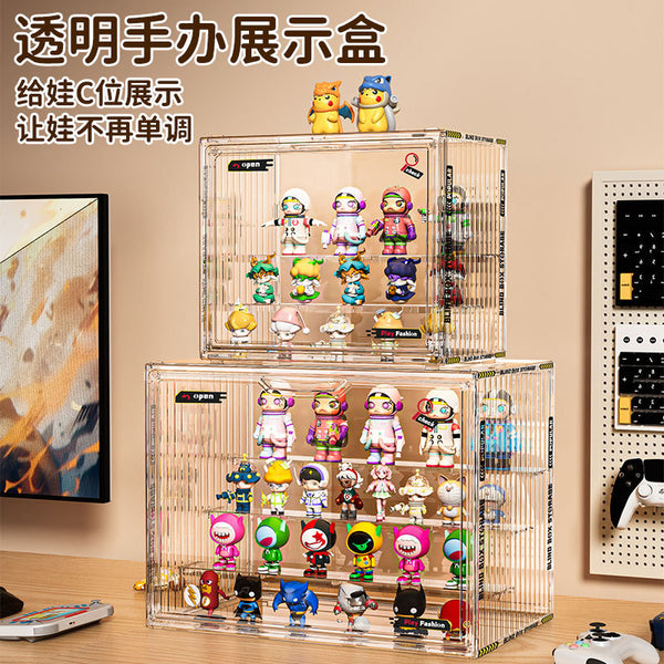 Transparent figure display box POP MART blind box household storage box multi-layer stackable doll toy display rack