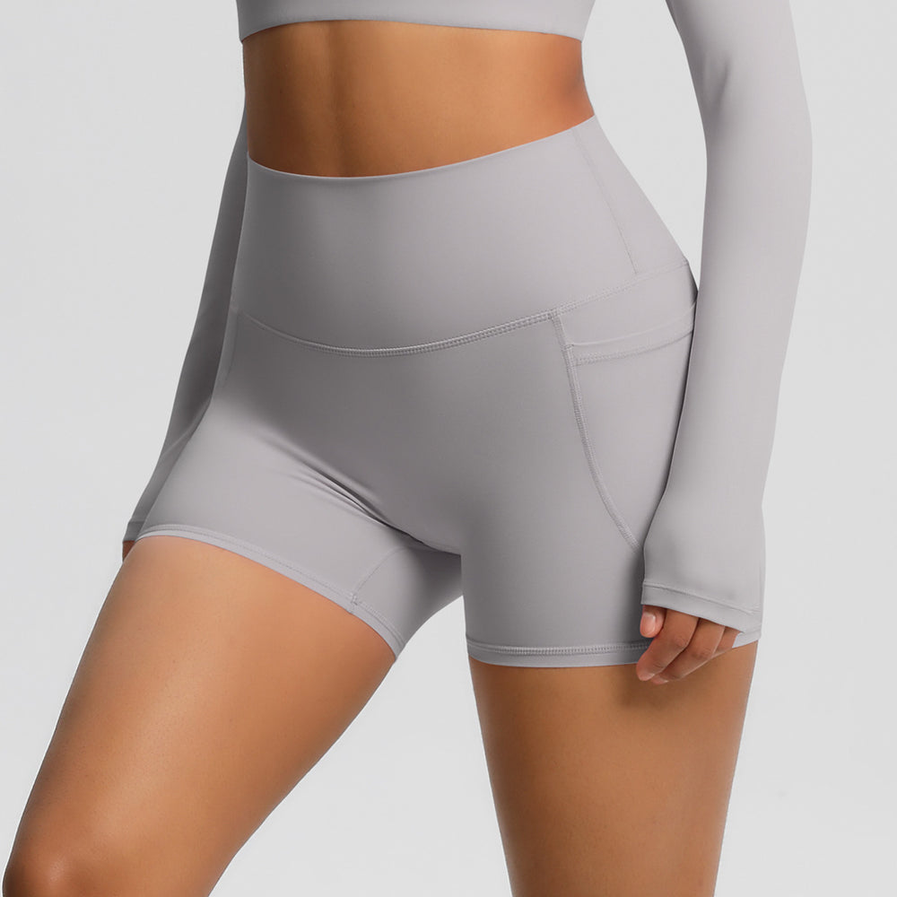 Naked feel high waist yoga shorts quick-drying breathable tight flap pocket pants outdoor cycling sports fitness pants processing personalized