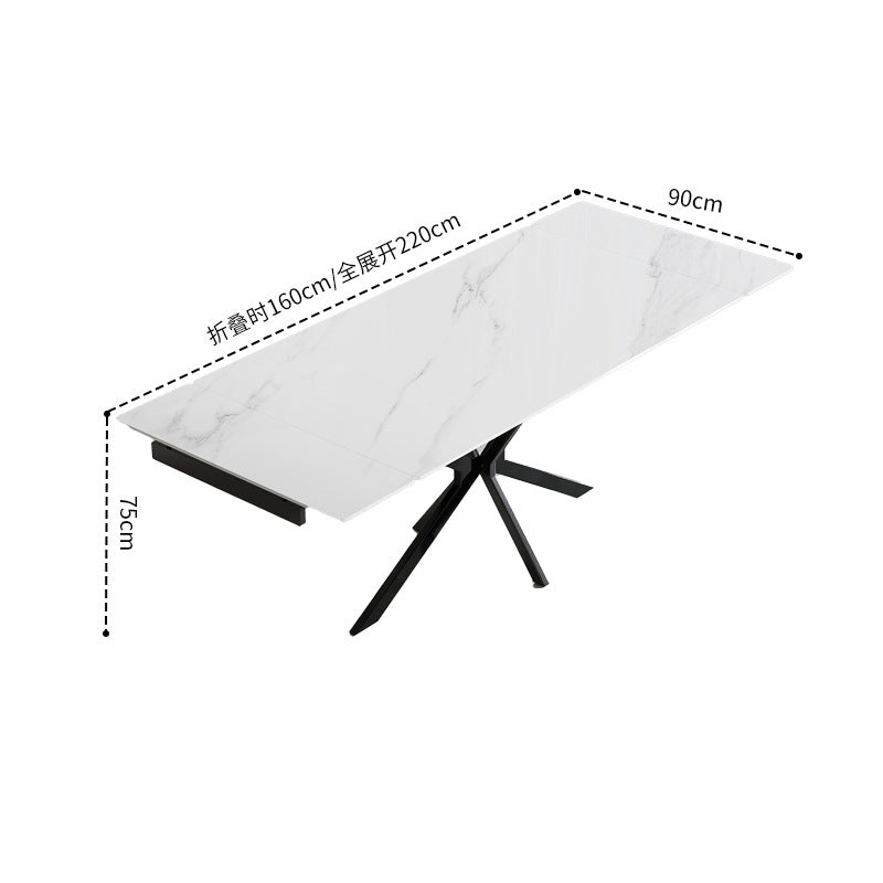 Italian light luxury sintered stone dining table - modern minimalist design, direct from the manufacturer, customizable for home use, rectangular, extendable, and foldable