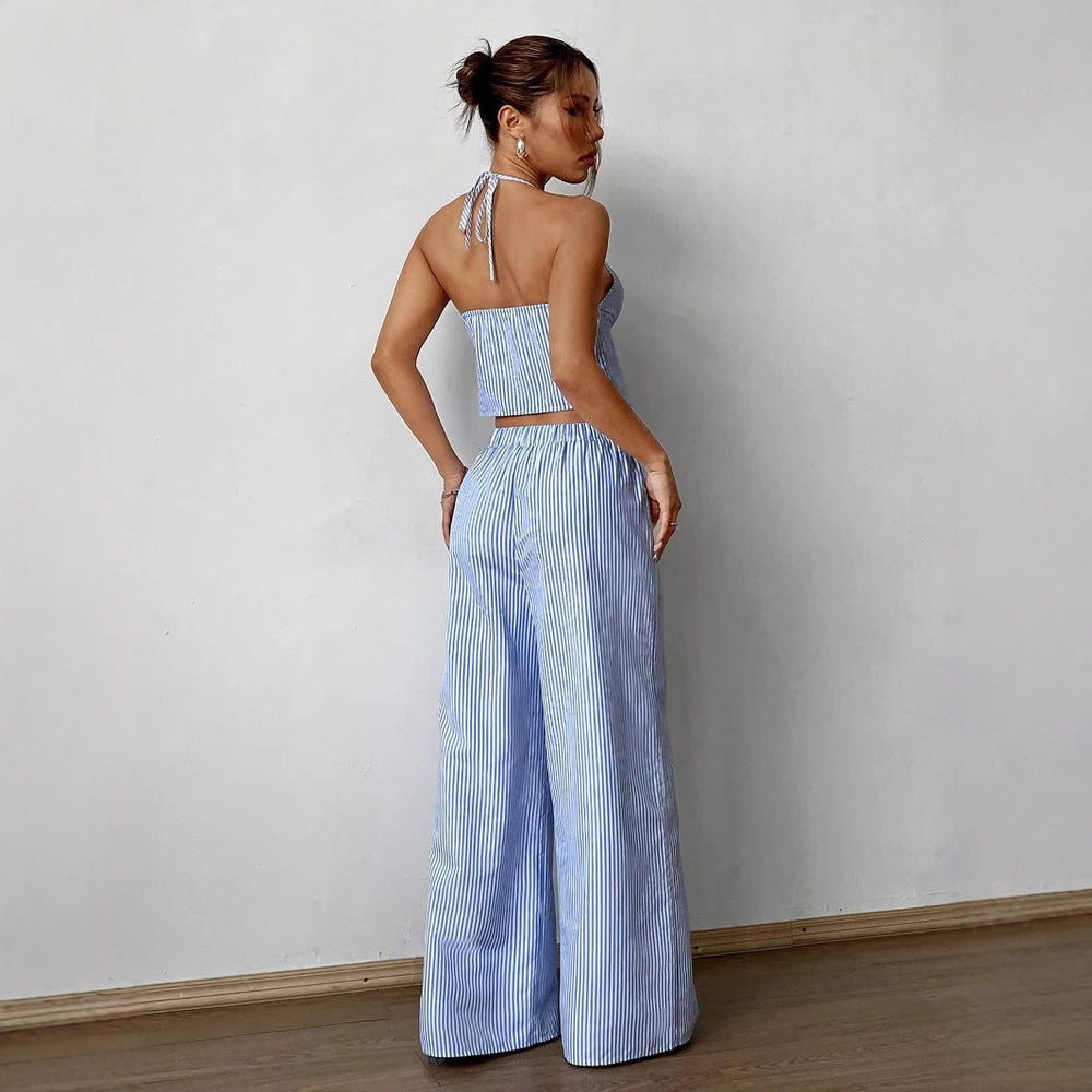 american suitstripes vest and stretch straight-leg pants casualtwo-piece set direct supply