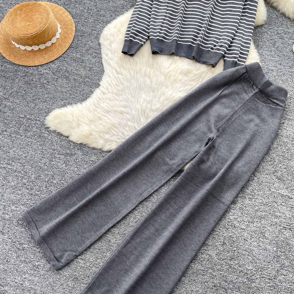 Commuting style hooded cardigansweatertwo-piece set women's autum silmslimming lookloose pants lazy suit light mature outfit