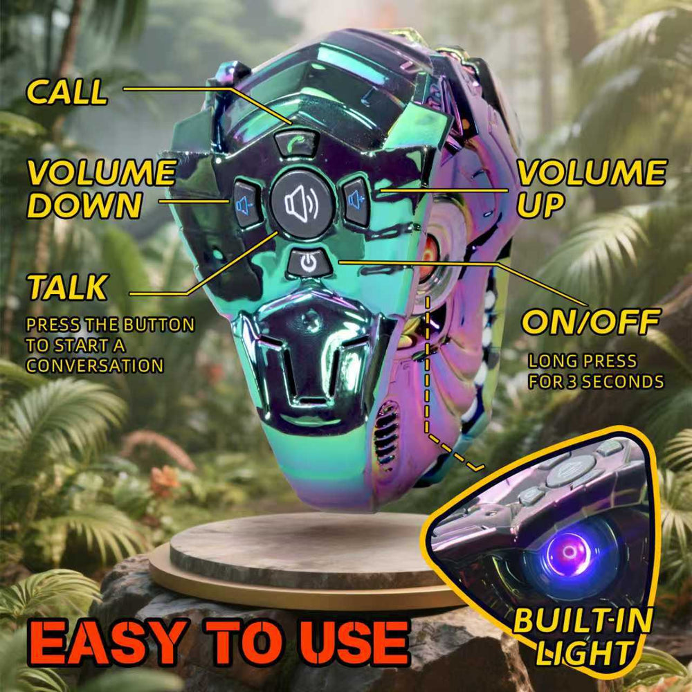 popular colorful mechanical dinosaur head sound and light children's interactive walkie-talkie flash music overlord wrist toy