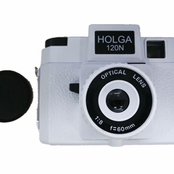 Holga 120n color film camera - leaky master, black plastic resin slr, compatible with color flash