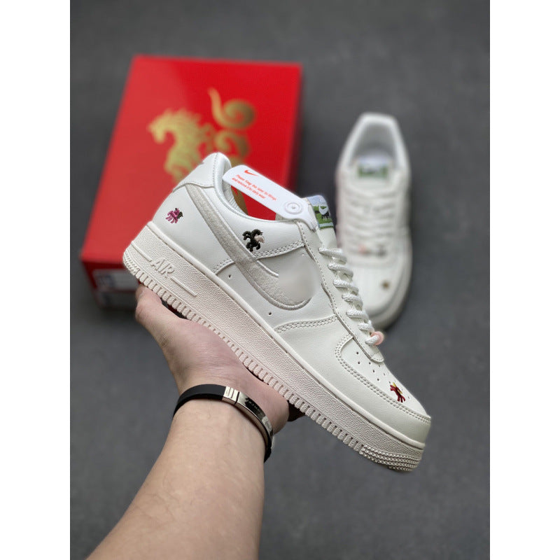 Putian high version air force one af1 white shoes wheat color pure original version black warrior men's shoes black sneakers