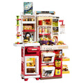 Kids' kitchen simulation playset with touchscreen functionality: cooking station, refrigerator, burgers, desserts – pretend play for boys and girls