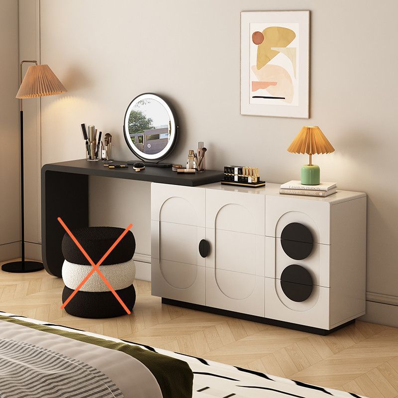 French retro solid wood vanity table with drawer cabinet - modern minimalist master bedroom high-end black and white desk makeup vanity