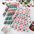 Girls' dress for toddlers and young children, all-over print long sleeve dress