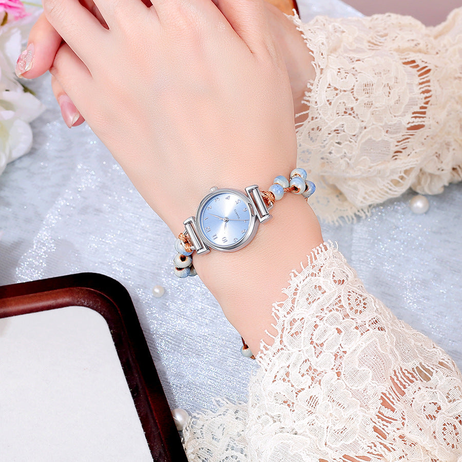 Xiaoxiangfeng braided watch girls bracelet watch nicheaccessible luxuryinschiceasiest for matchcamellia beaded watch
