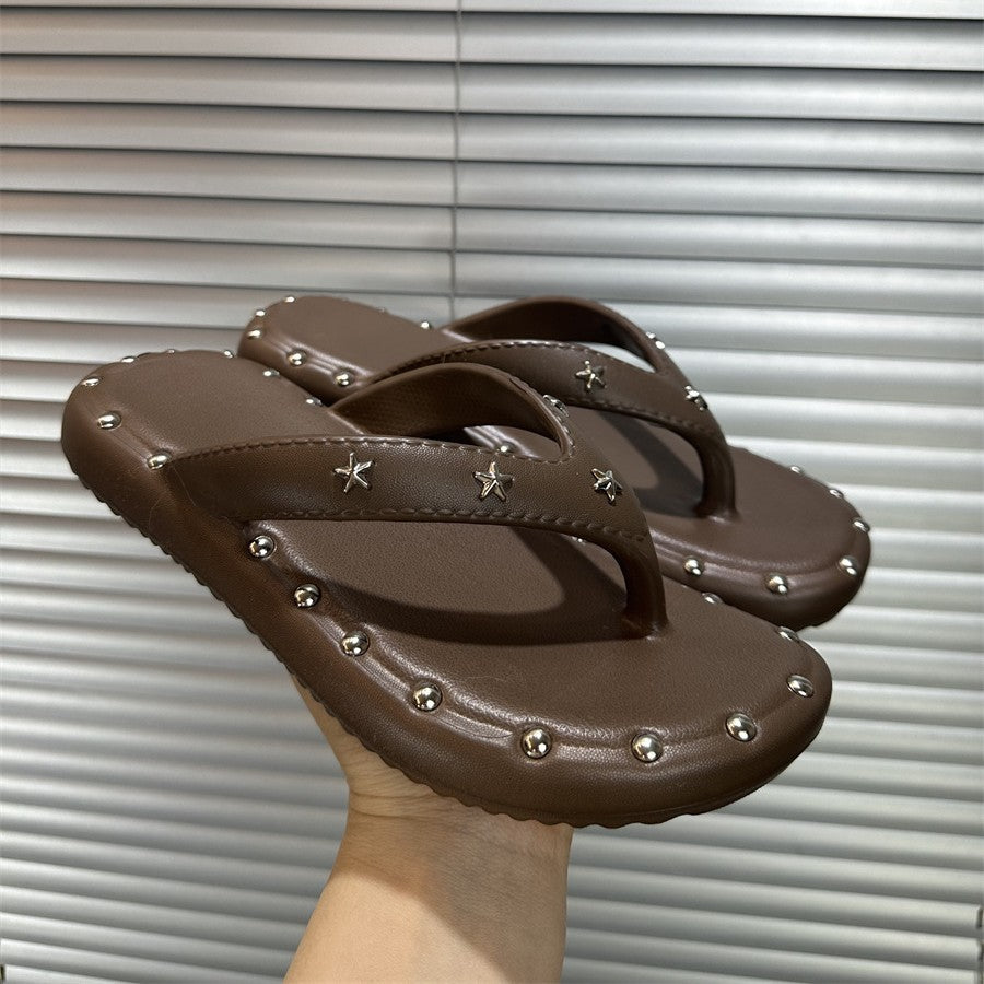 Eva flip-flops women's summer 2026 new french style flat bottom outdoor summer sandals beach wear fashion