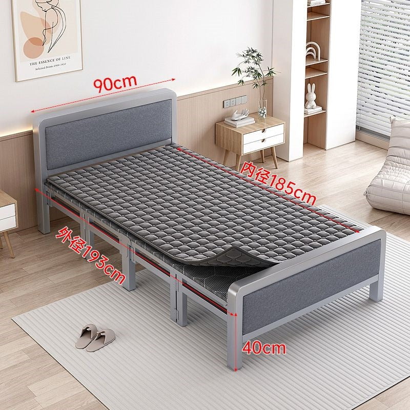 For homefoldable bed iron frame single lunch break rental house portable double bed iron frame simple hard bed economical