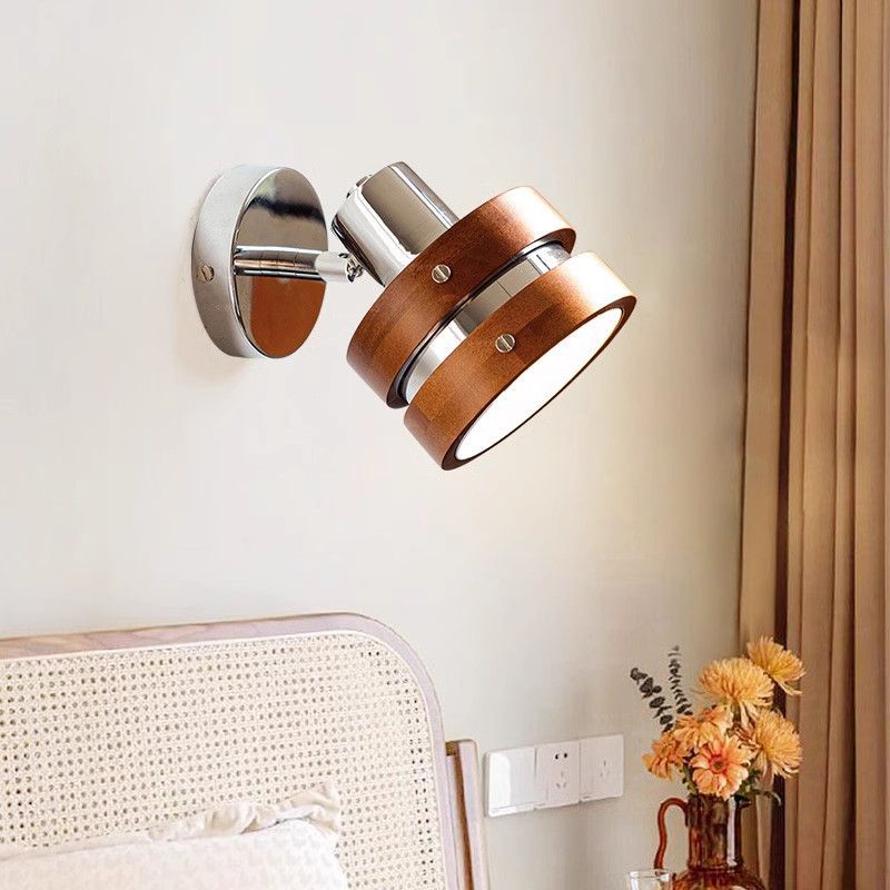 Nordic style solid wood iron led retro wall lamp 3-5㎡ bedroom and living room essential wall lamp