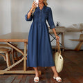 fashionexportplus size women's clothing new arrivaltrendy street fashion pure color denim longdress