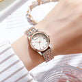 New classic waterproof calendar quartz watch for women - minimalist korean style, trendy diamond-accented, elegant stainless steel band