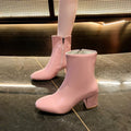 Plus size high heel women's boots 2024 autumn/winter new fashion ankle boots comfortable chunky heel side zip square toe ladies' martin boots