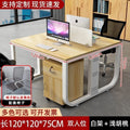 Modern minimalist office desk and chair set - 4-6 person workstation with partitioned desks and booth seating for employees