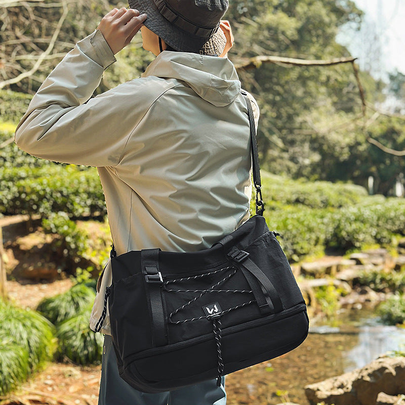Cross-border 2025 new lightweight shoulder bag men's and women's large-capacity solid color handbag outdoor sports Oxford cloth backpack