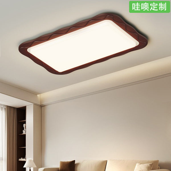 [Wow] Medieval style main light walnut pattern ceiling light Japanese retro room round solid wood decorative base