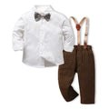 Export children's clothing autumnew arrivalkidslong sleeves white shirt first birthday dress boy outfit overalls handsome trendy boy