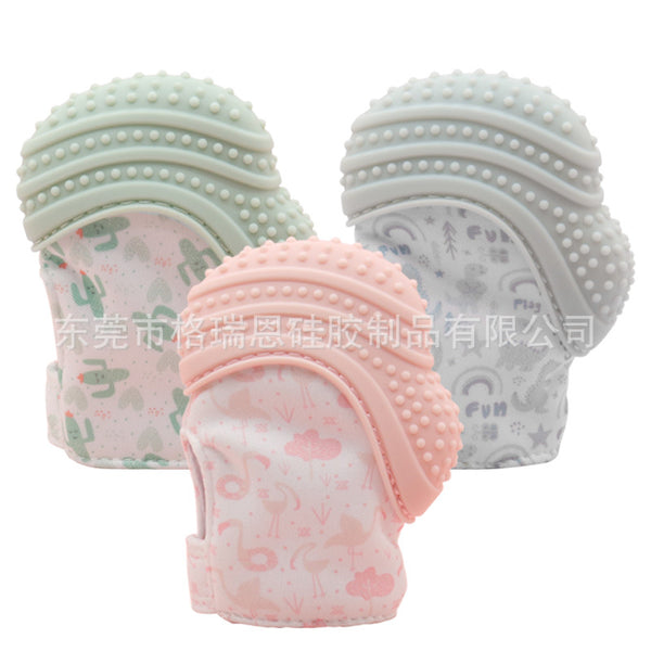Tooth grinding stick baby toothpaste food grade hand grab cover baby tooth grinding toy 4 months can bite toothpaste bite music