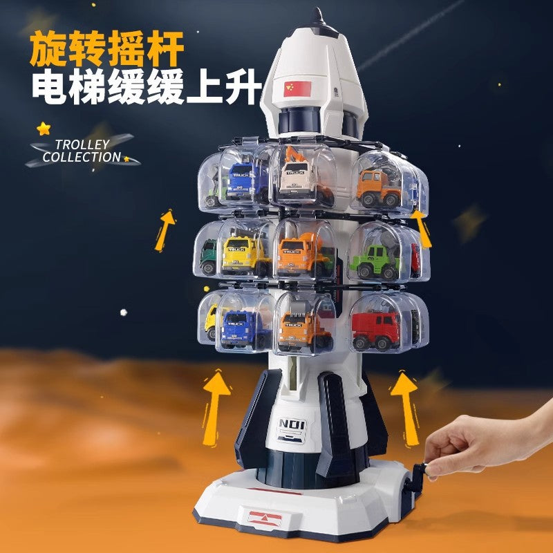 children's toy engineering inertial car simulation model aerospace rocket parking lot boy birthday gift