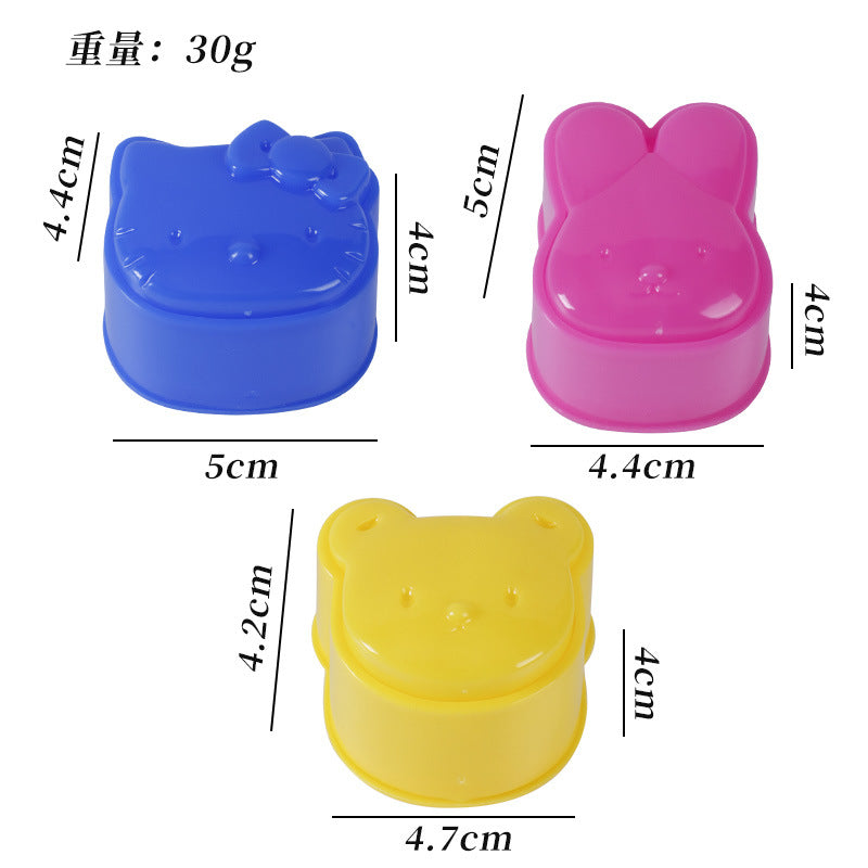 Diy animal mini onigiri molds - cute bunny three-piece set, cartoon bento box, kids' sushi tools - cross-border