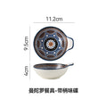 Creative bohemian style bowl and plate set - underglaze color home ceramic tableware - exotic double-handled plate